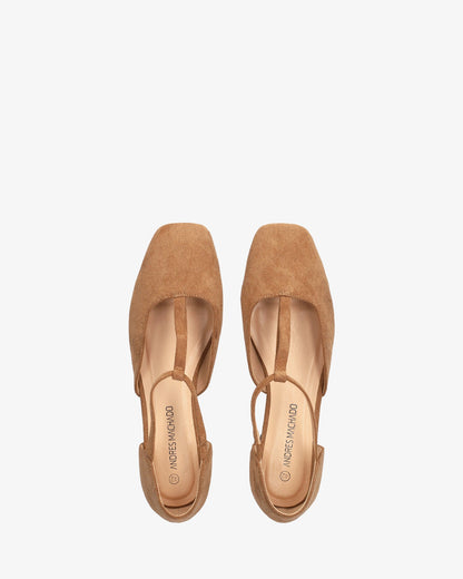 Brown faux suede flat ballerina flat