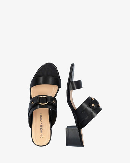 Mule en soft negro con tacón cuadrado