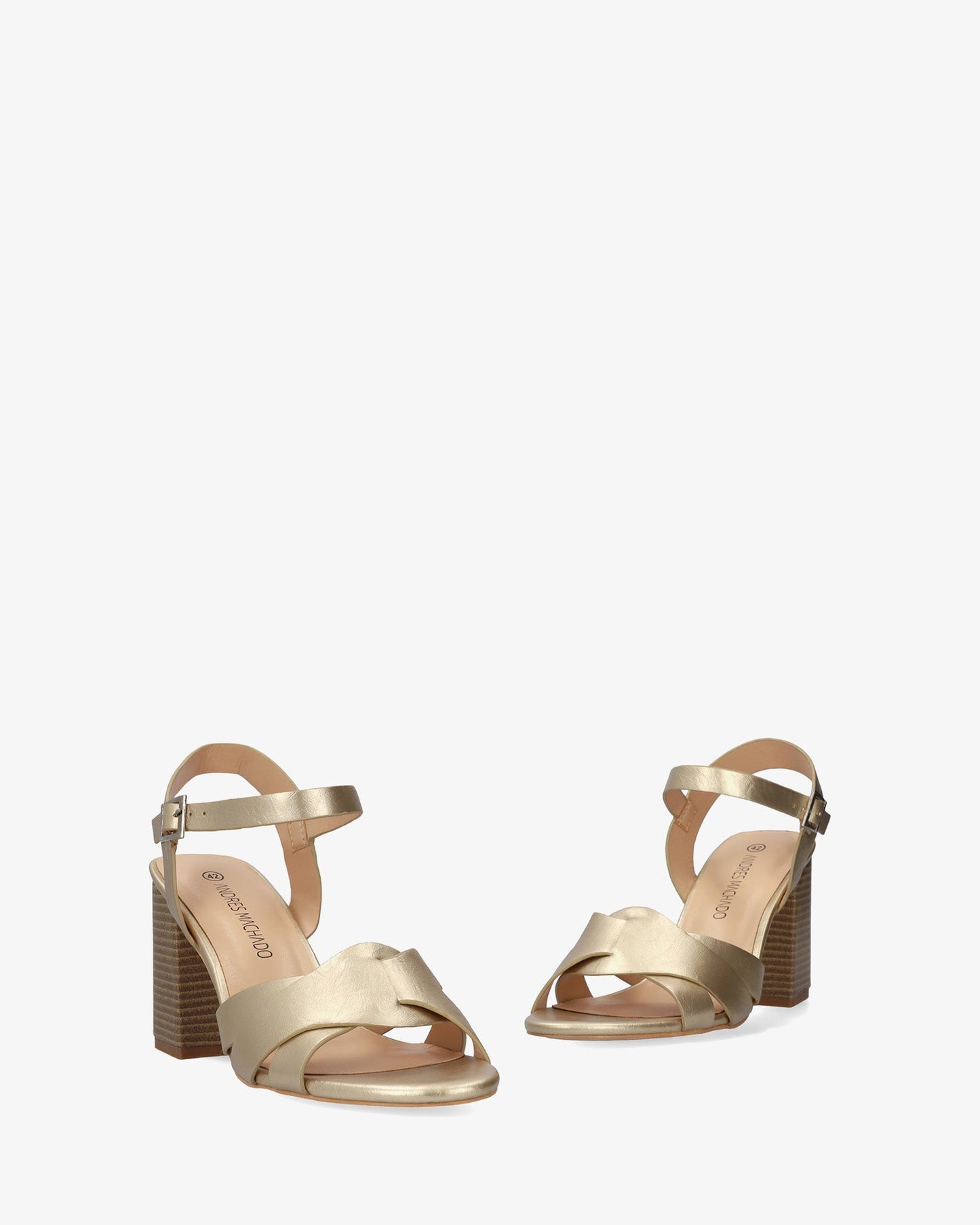 Soft gold sandal with square heel