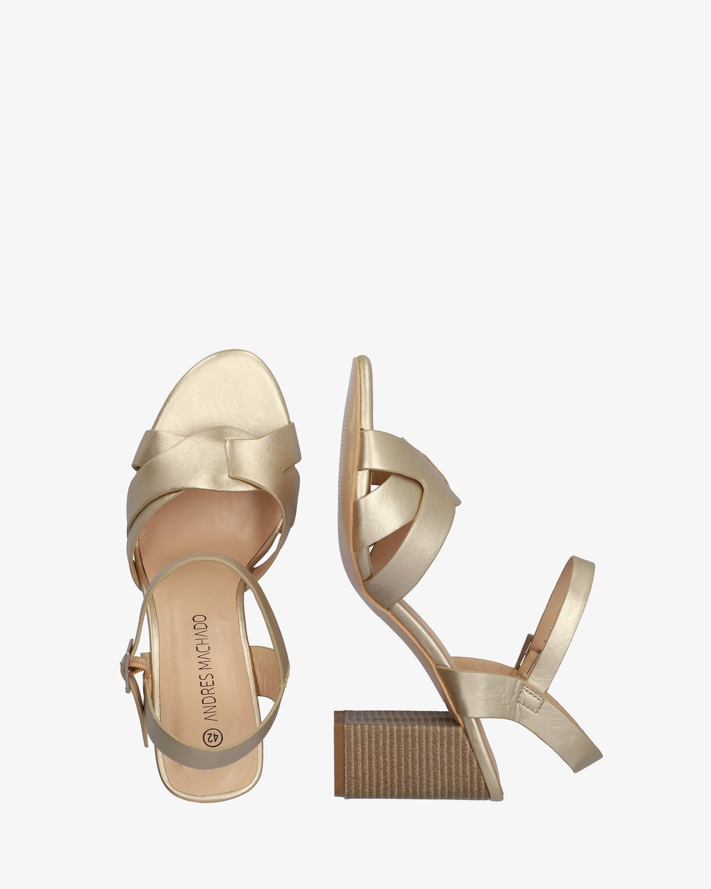 Soft gold sandal with square heel