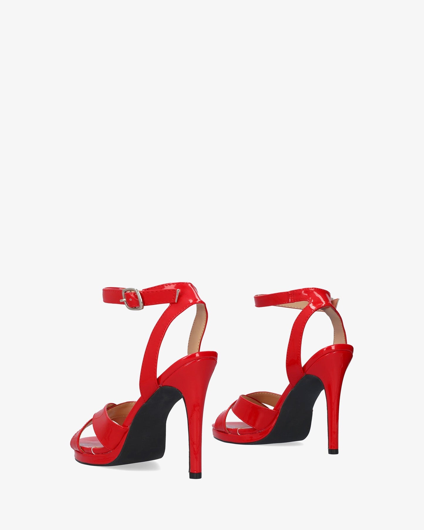 Red patent leather sandal with high heel