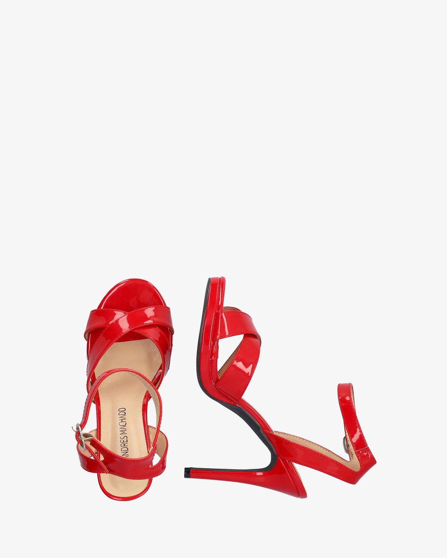 Red patent leather sandal with high heel