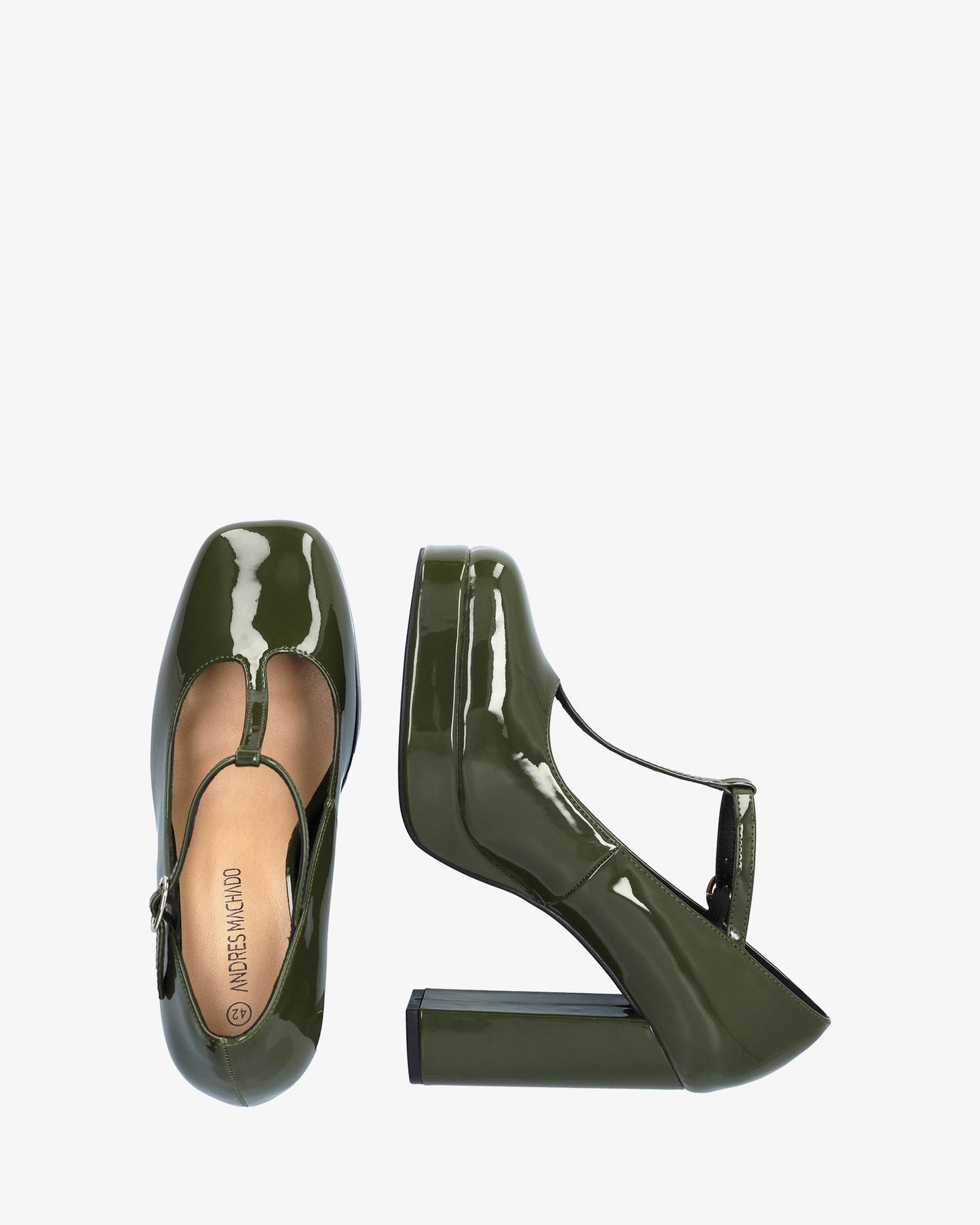 Salome shoe in green patent leather