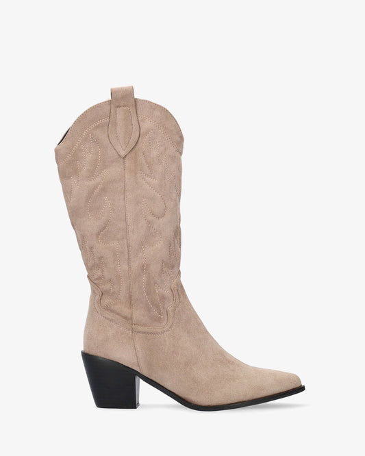 Bota cowboy en símil de ante gris
