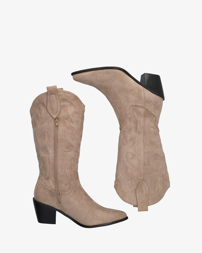 Bota cowboy en símil de ante gris