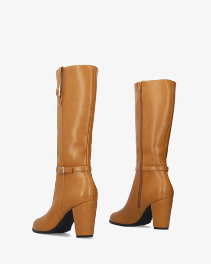 High boot in soft camel