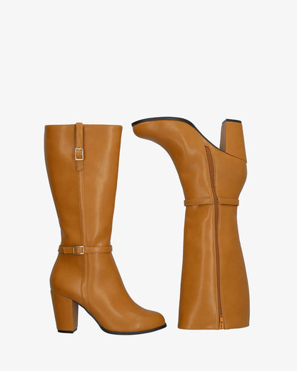 High boot in soft camel