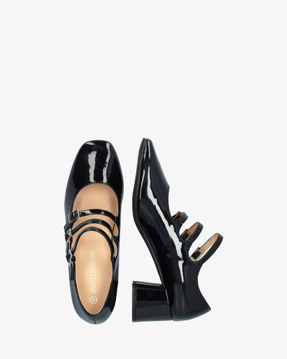 Mary Jane shoes with black patent leather heels
