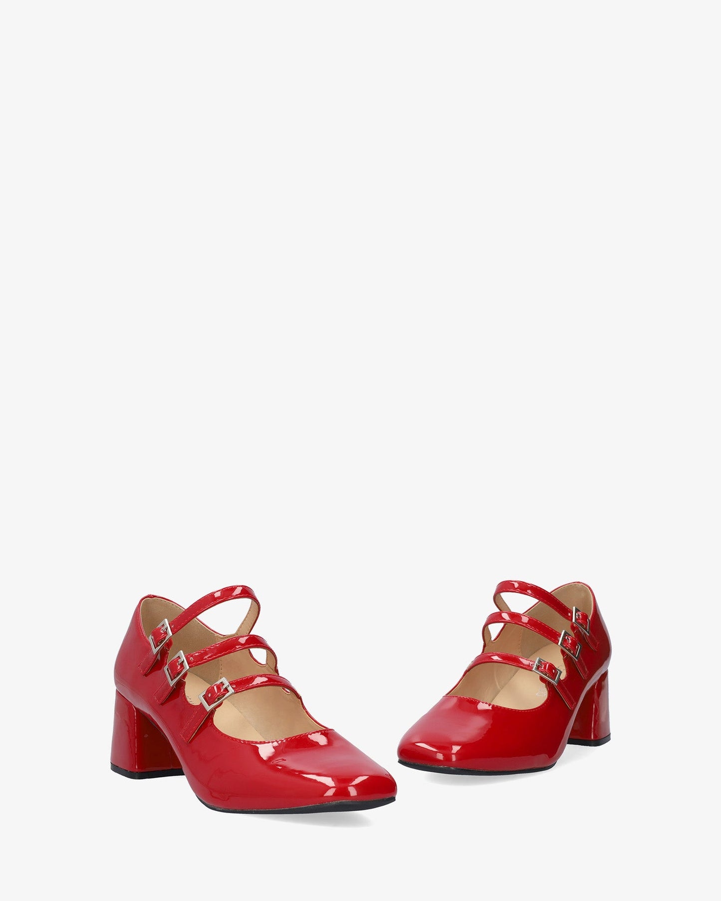 Mary Jane shoes with red patent leather heels