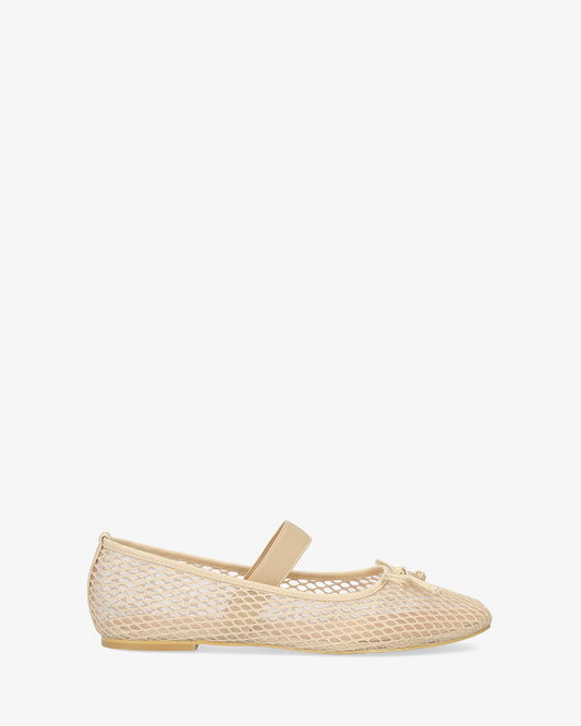Bailarina plana en rejilla crema