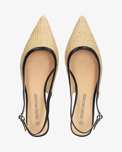 Salón destalonado de punta fina en rafia negro