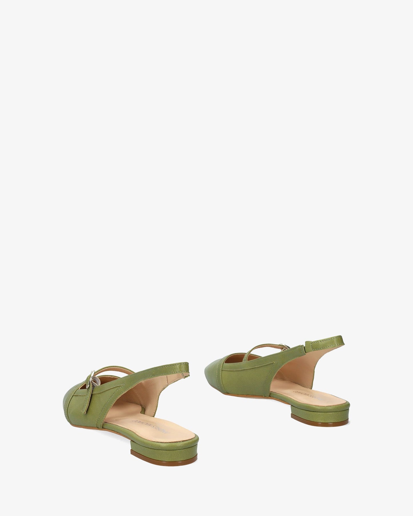 Bailarina plana destalonada en piel verde