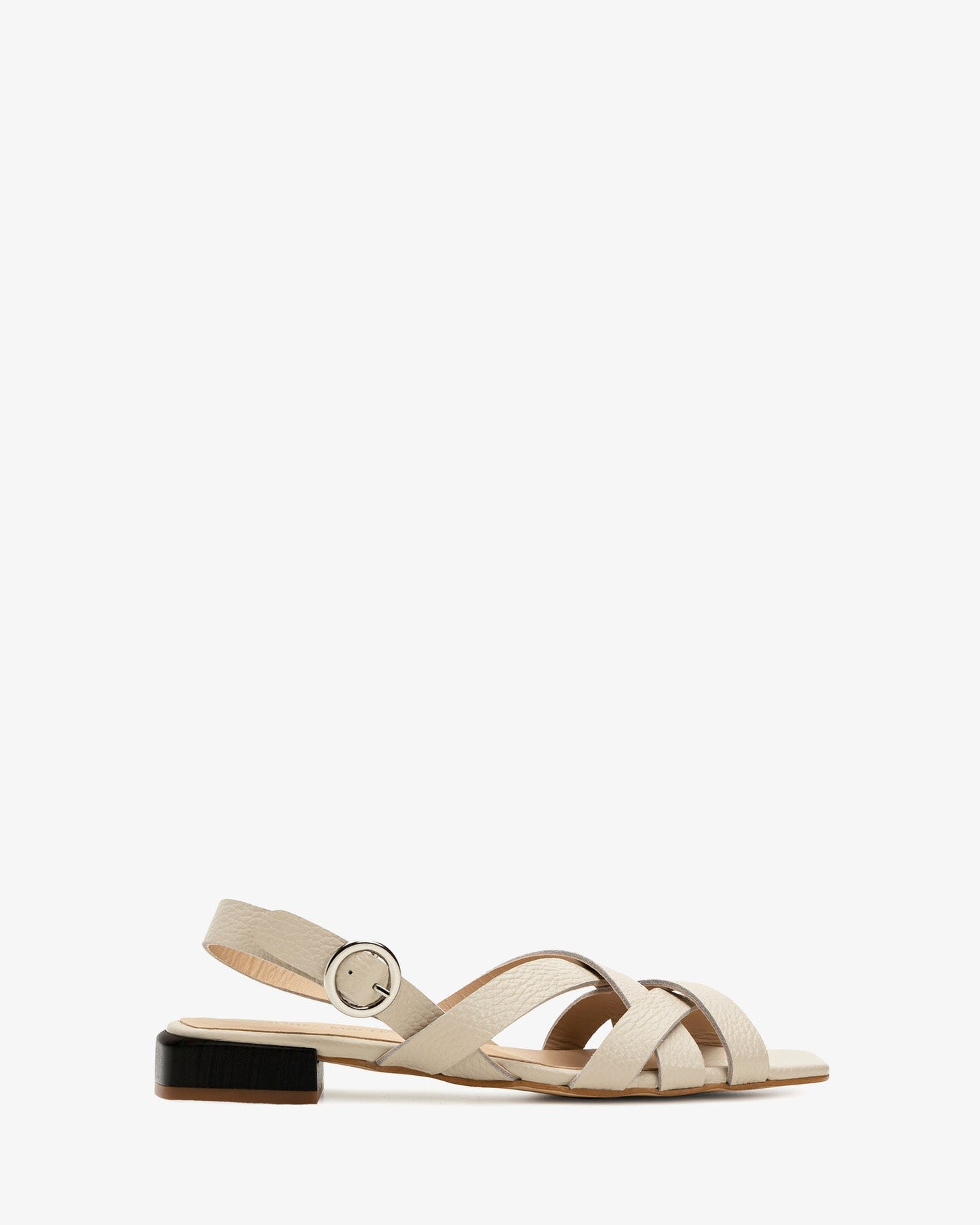 Beige embossed leather sandal