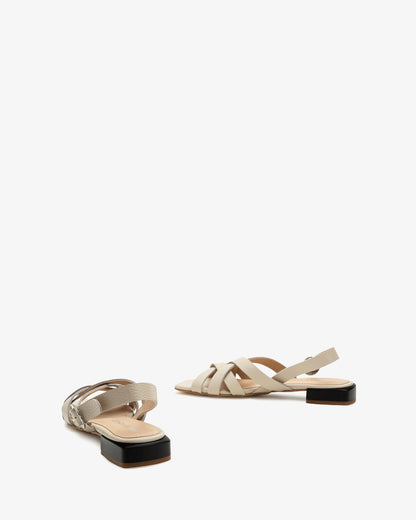 Beige embossed leather sandal