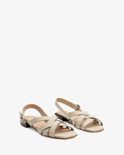 Beige embossed leather sandal
