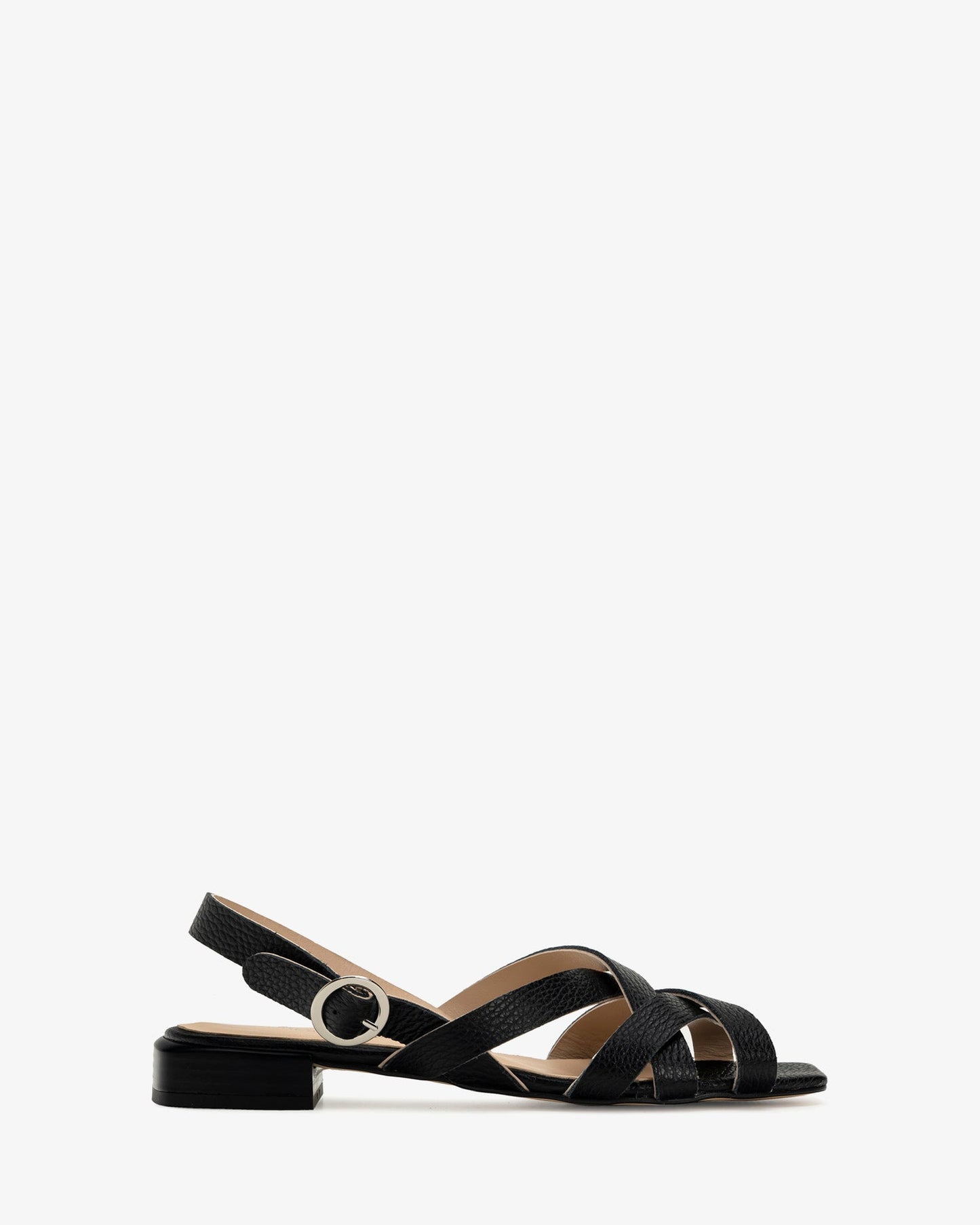 Black embossed leather sandal