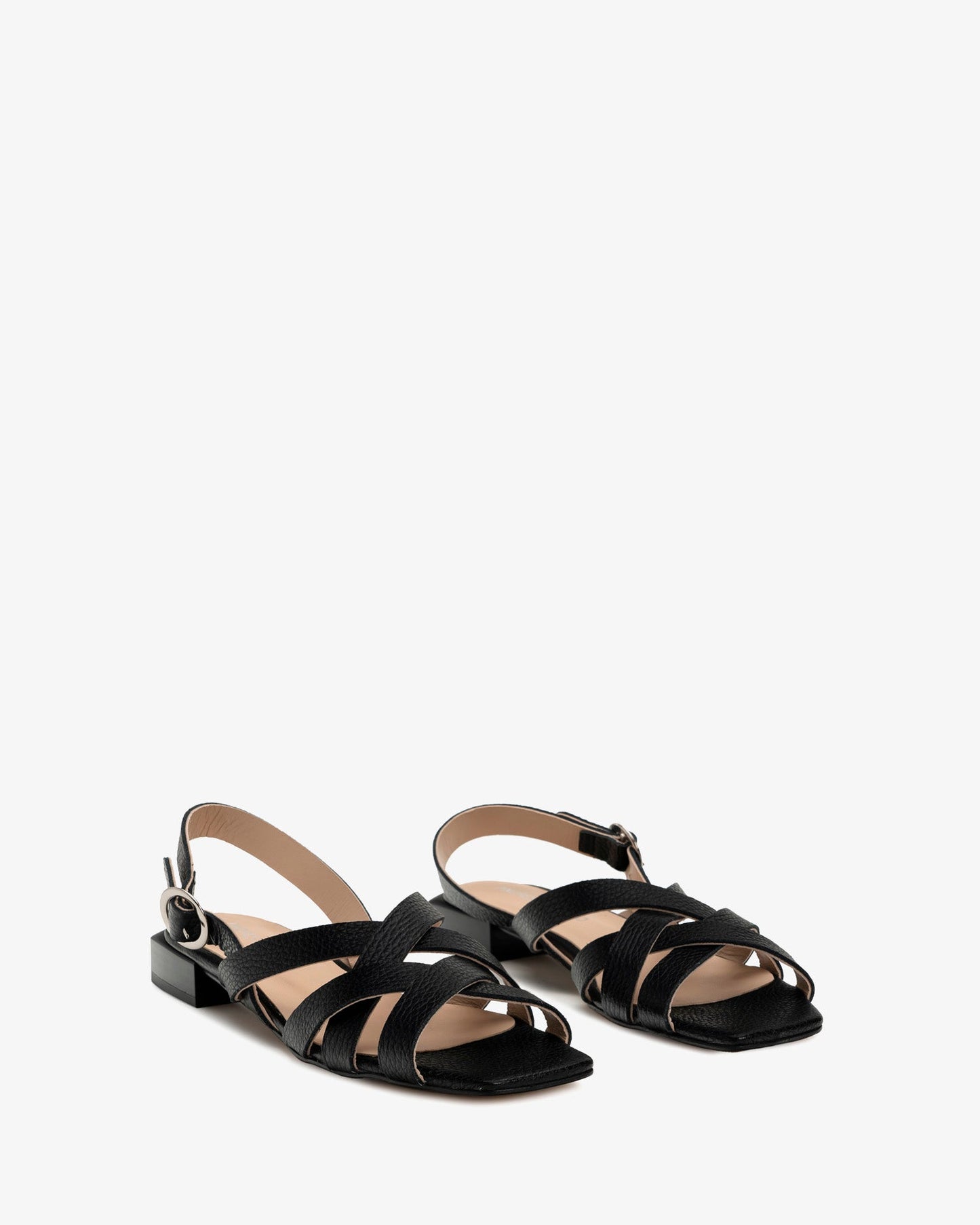 Black embossed leather sandal