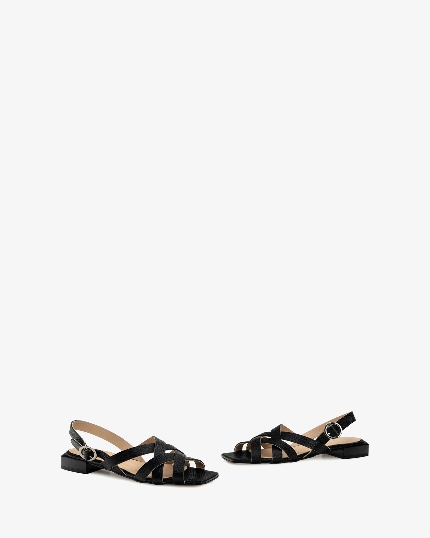Black embossed leather sandal