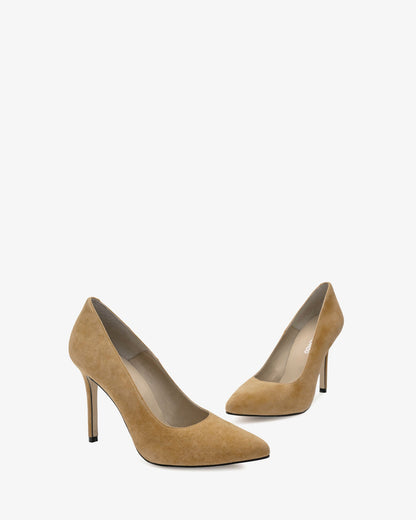 Zapato tacón de ante camel