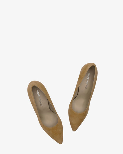 Zapato tacón de ante camel
