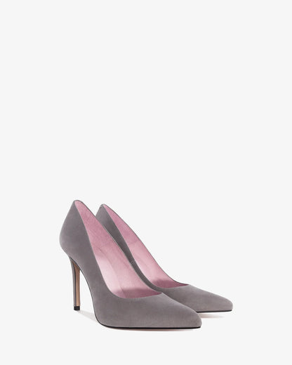 Zapato tacón de ante gris