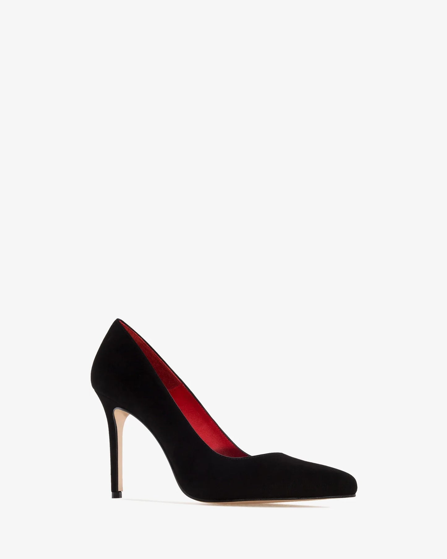 Black suede heeled shoe