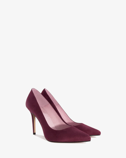 Wine suede heeled shoe
