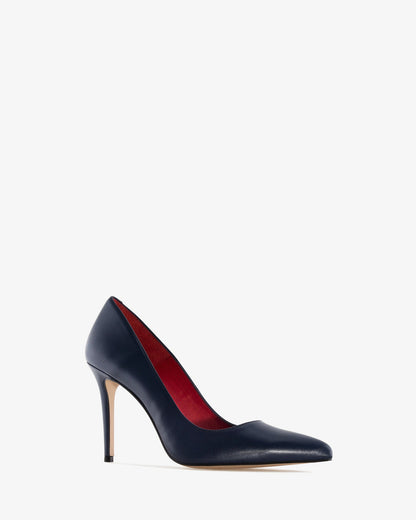 Navy nappa leather heeled shoe