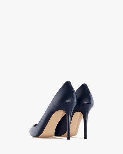 Navy nappa leather heeled shoe