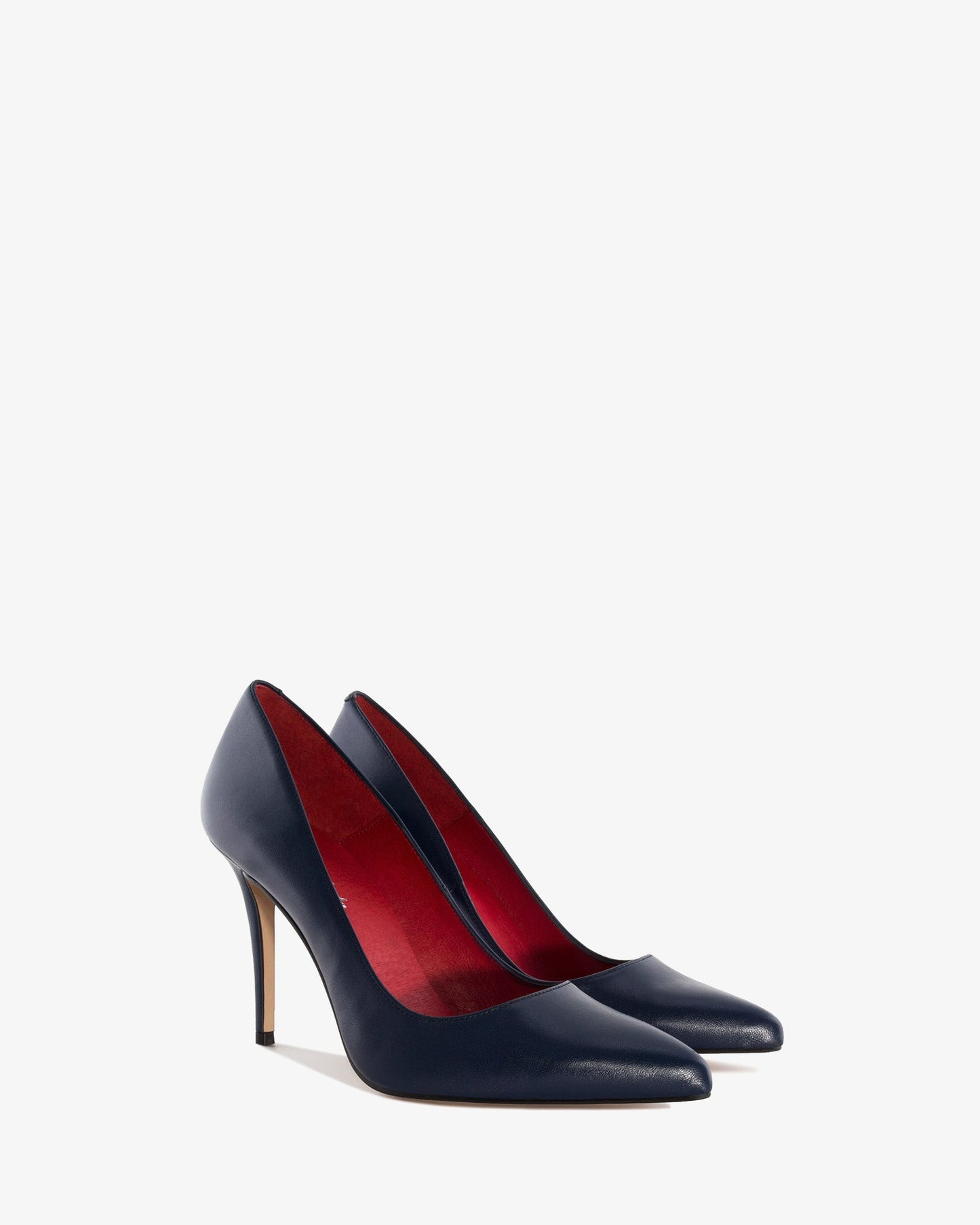 Navy nappa leather heeled shoe
