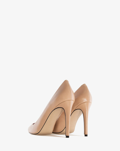 Nude nappa leather heeled shoe