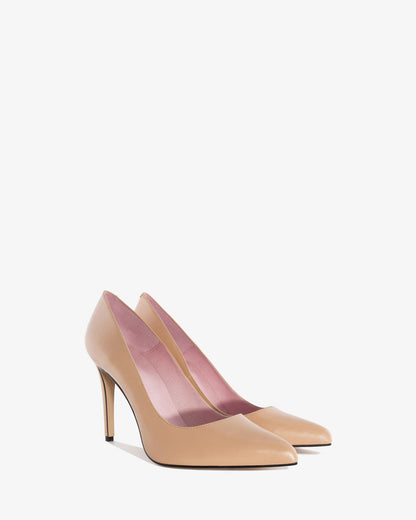 Nude nappa leather heeled shoe