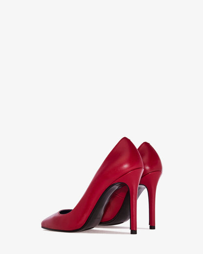 Wine-colored nappa leather heeled shoe