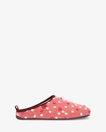 Zapatillas en lana rosa con puntos