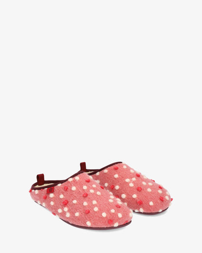 Zapatillas en lana rosa con puntos