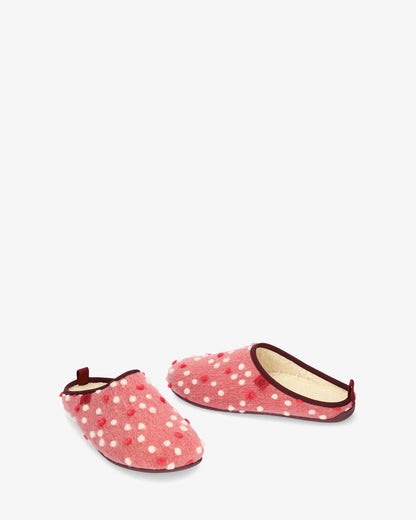 Zapatillas en lana rosa con puntos