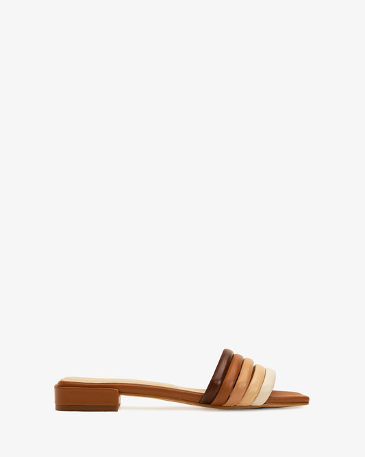 Multicolored leather slide sandal
