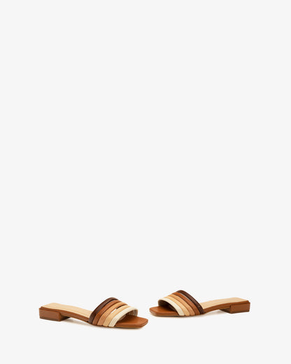 Sandalia pala en piel multicolor