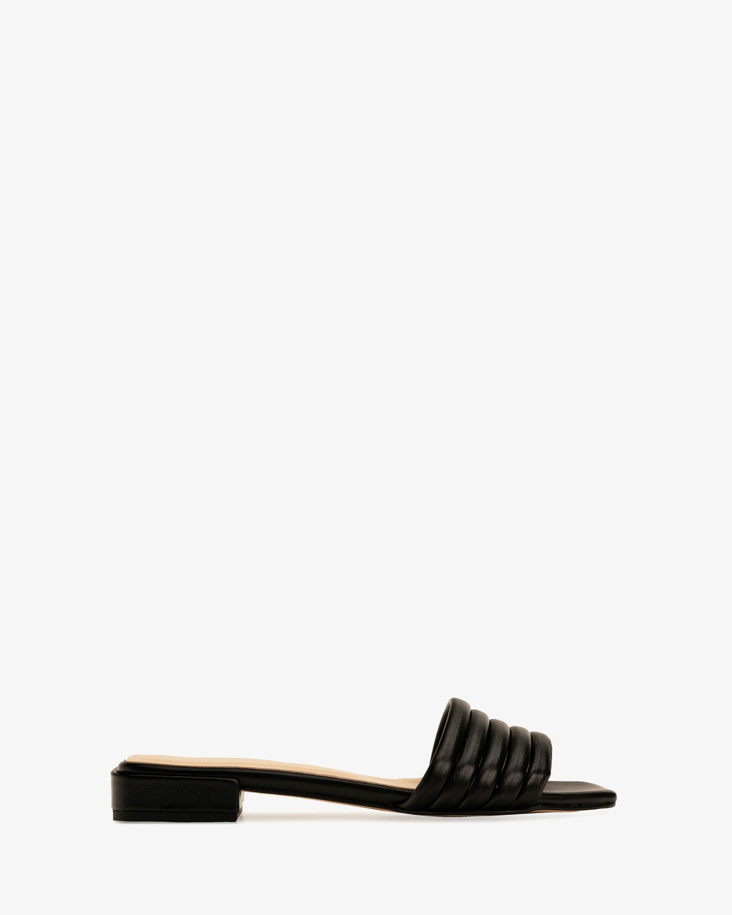 Black leather slide sandal