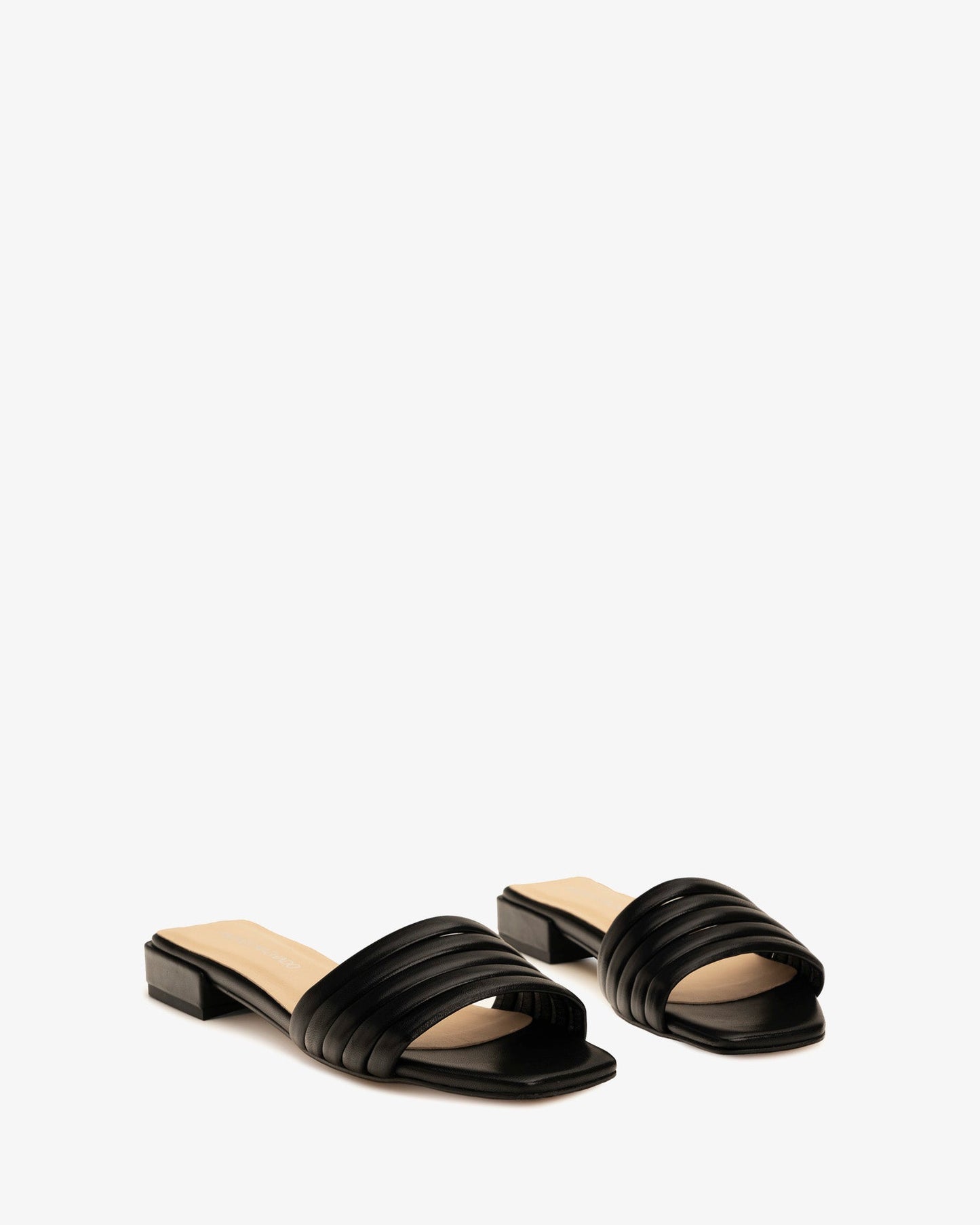 Black leather slide sandal