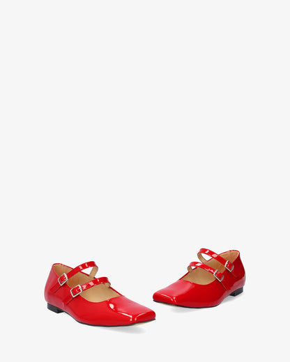 Bailarina plana en charol rojo