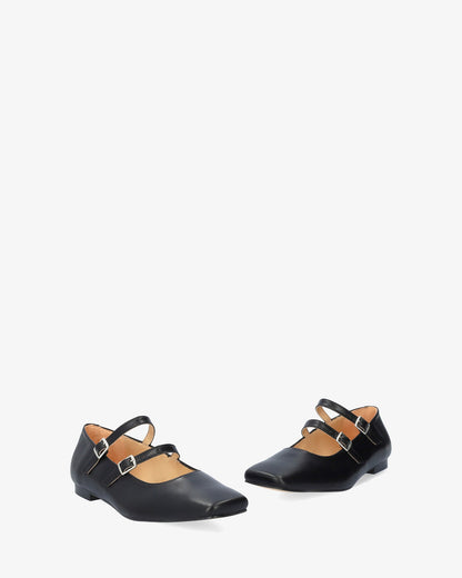 Bailarina plana en piel negro