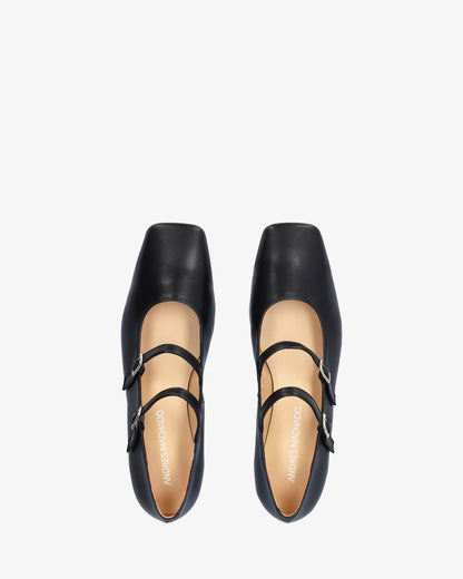 Bailarina plana en piel negro