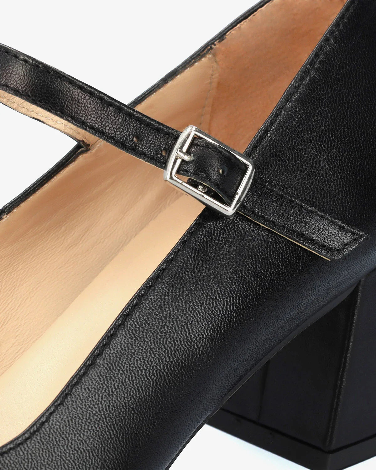 Mary Jane pump with black leather heel