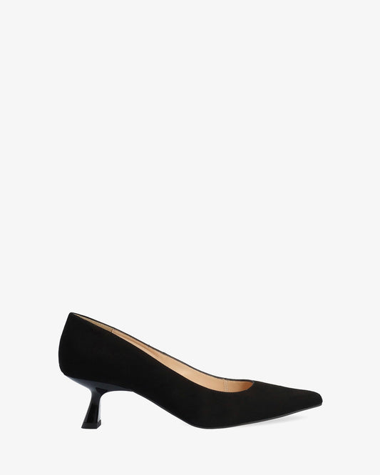 Black suede high heel shoe