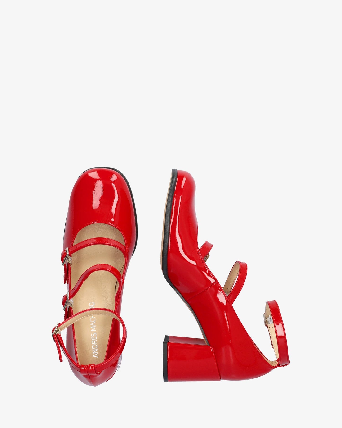 Mary jane con tacón en charol rojo