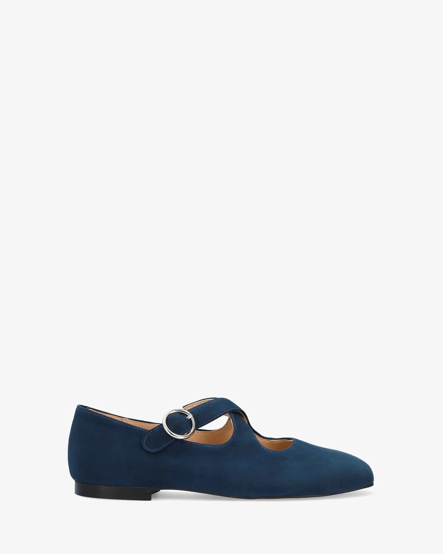 Blue suede flat ballerina flats