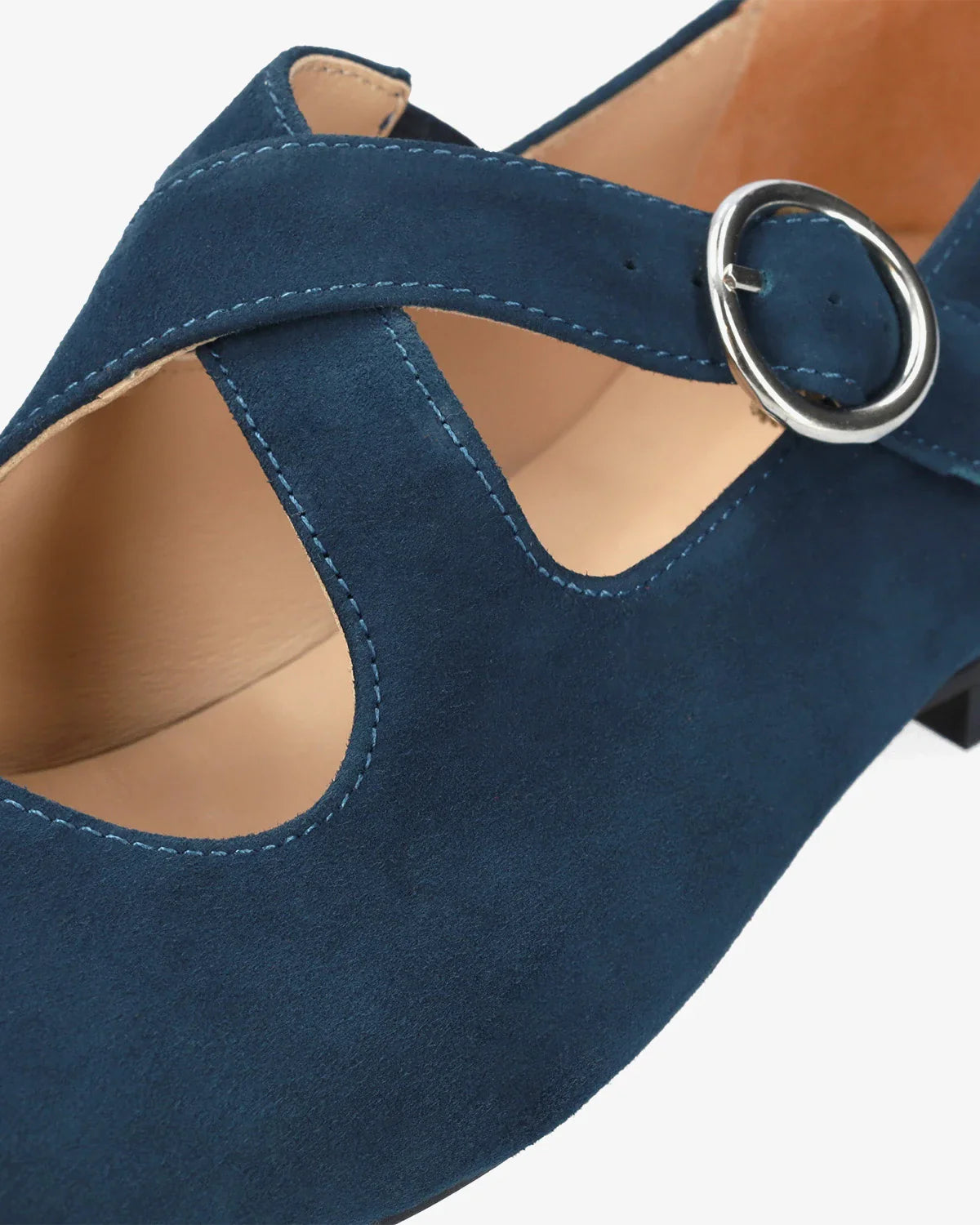 Blue suede flat ballerina flats