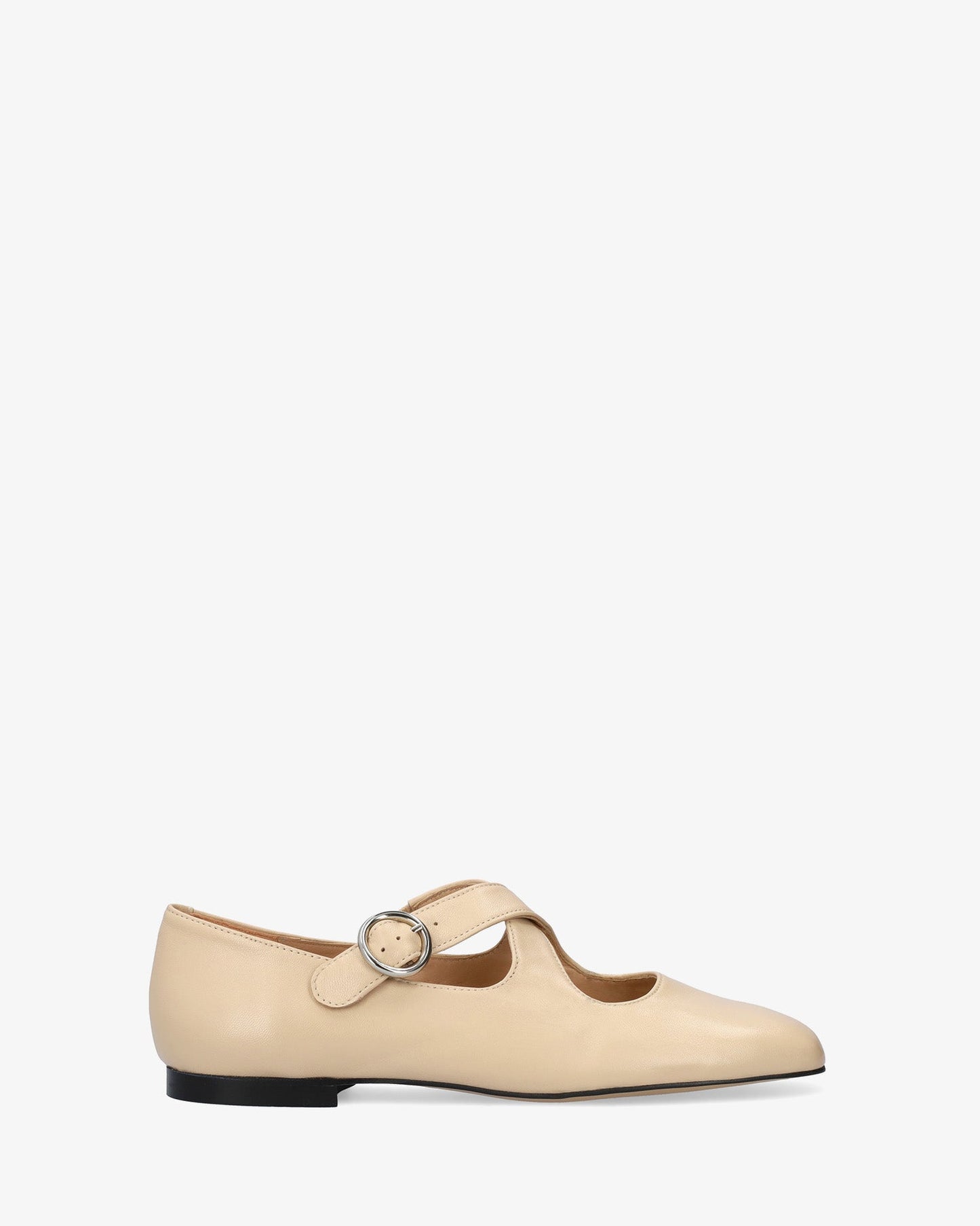 Ivory leather flat ballerina flat