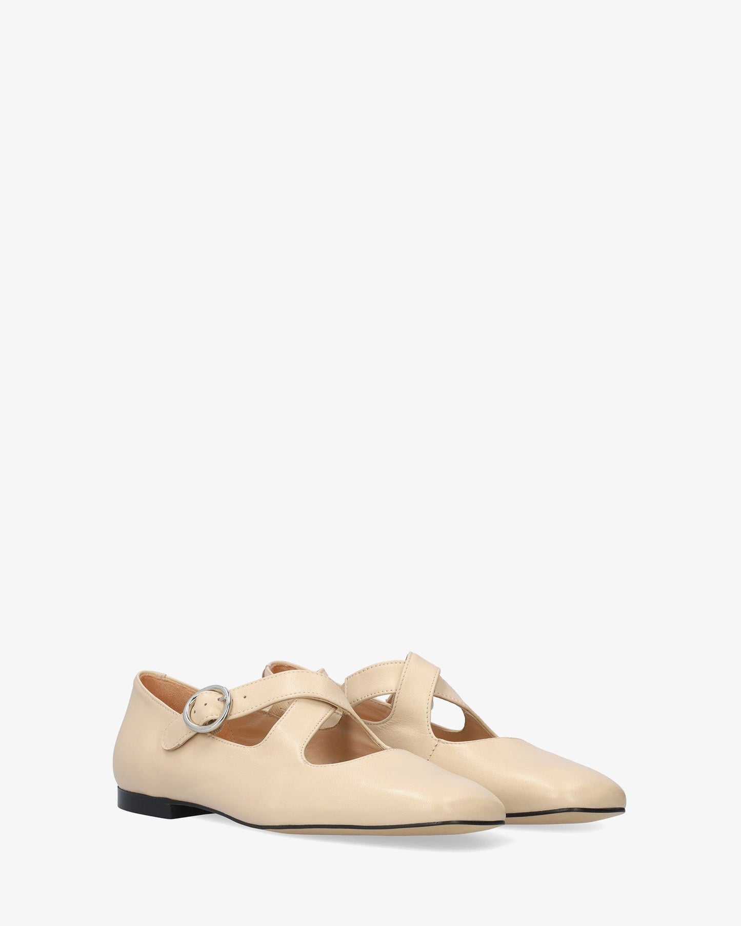 Ivory leather flat ballerina flat